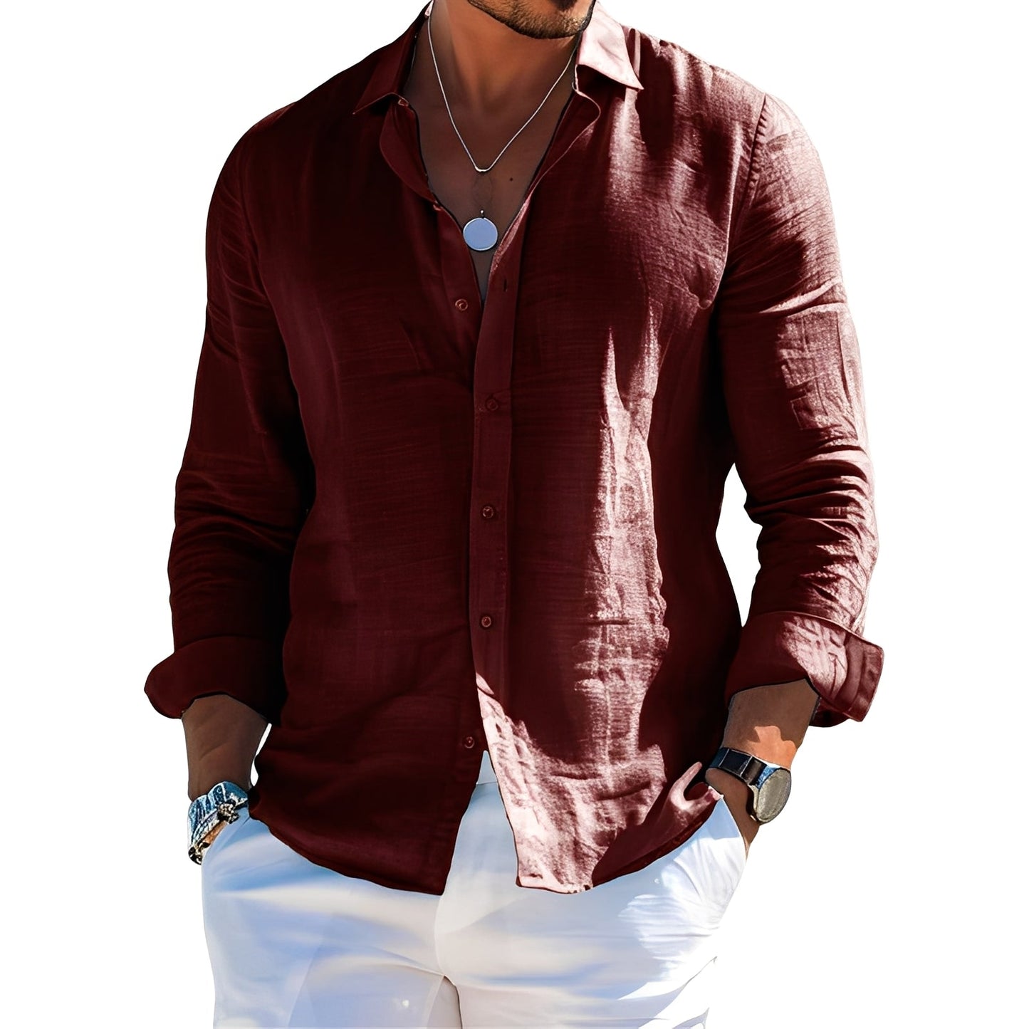 Félicien - Polo-uri clasice bărbătești cu mânecă lungă