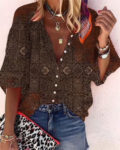 Darcie - Bluză stilată, lejeră cu imprimeu pentru femei