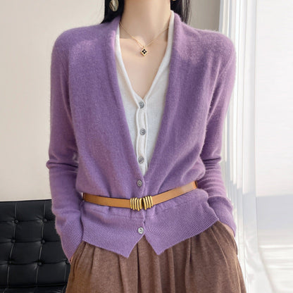 Jayleen - Top lejer din tricot cu nasturi pentru femei