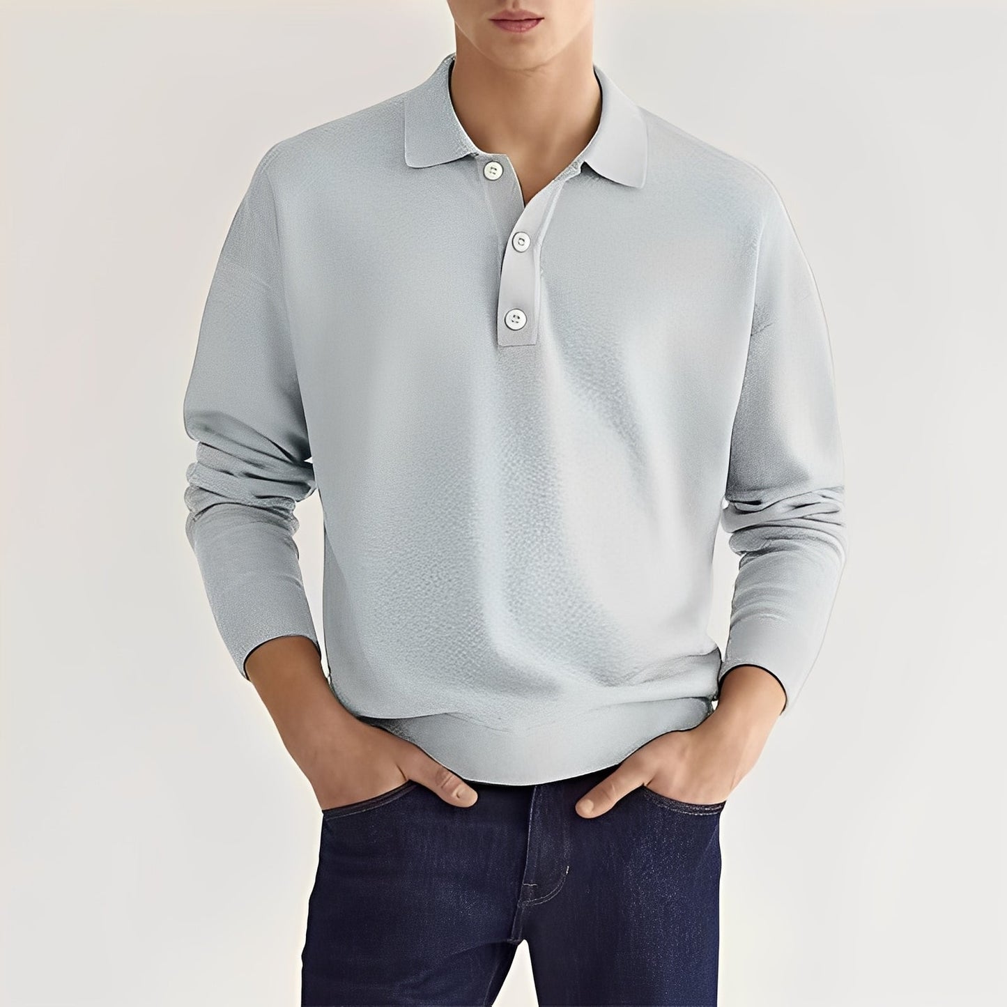 Dominic - Tricou polo cu mânecă lungă, casual pentru bărbați