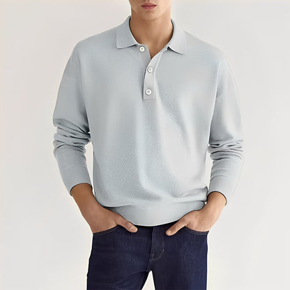 Dominic - Tricou polo cu mânecă lungă, casual pentru bărbați