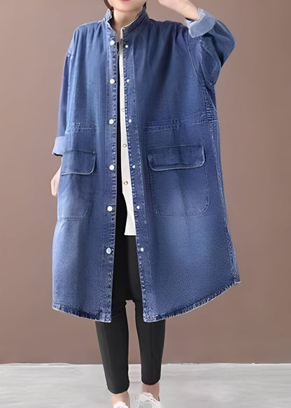 Jacinda - Geacă din jeans largă cu guler înalt pentru femei