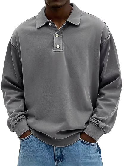 Clayton - Tricou polo clasic cu mânecă lungă pentru bărbați