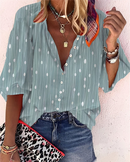 Darcie - Bluză stilată, lejeră cu imprimeu pentru femei