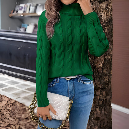 Amélie - Pulover din bumbac călduros pentru femei cu guler înalt