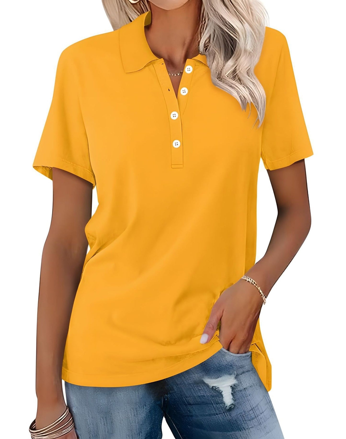 Teresa - Tricou polo casual cu mâneci scurte pentru femei