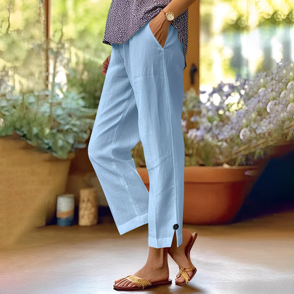 Kassia - Pantaloni de vară lejeri din in pentru femei