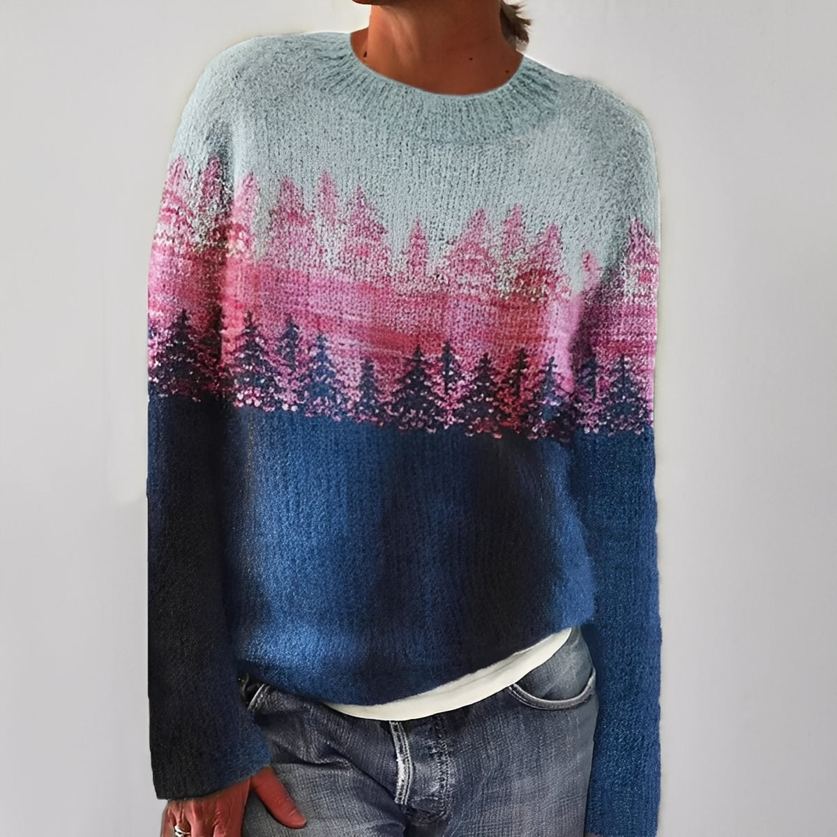Heather - Pulover simplu tricotat cu model pentru femei