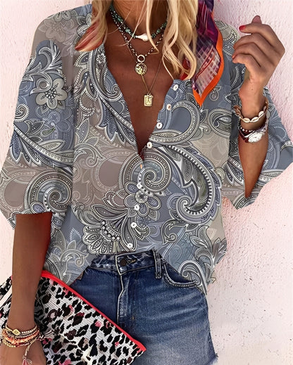 Darcie - Bluză stilată, lejeră cu imprimeu pentru femei