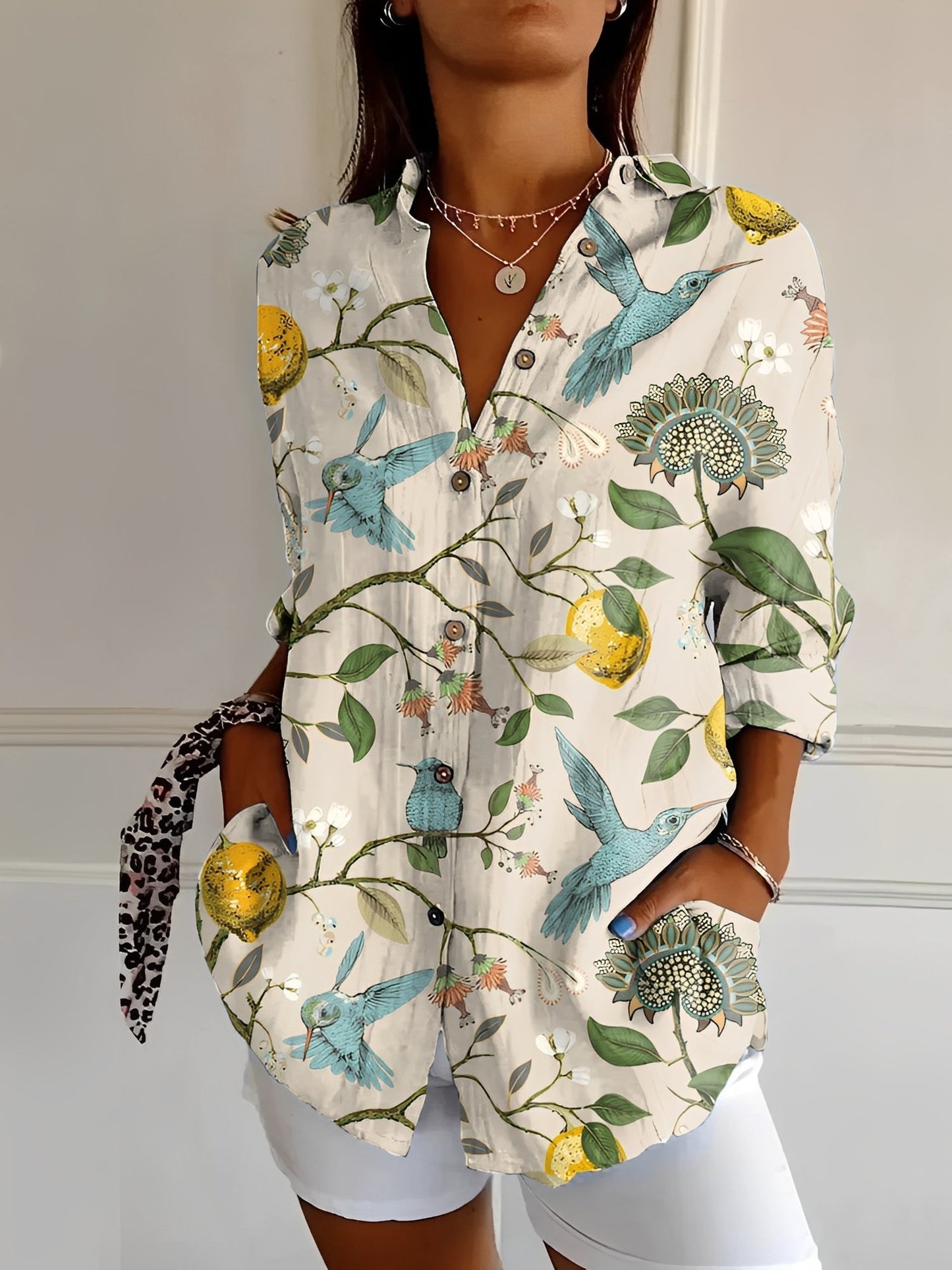 Melissa - Bluză elegantă cu imprimeu floral pentru femei