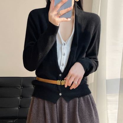 Jayleen - Top lejer din tricot cu nasturi pentru femei