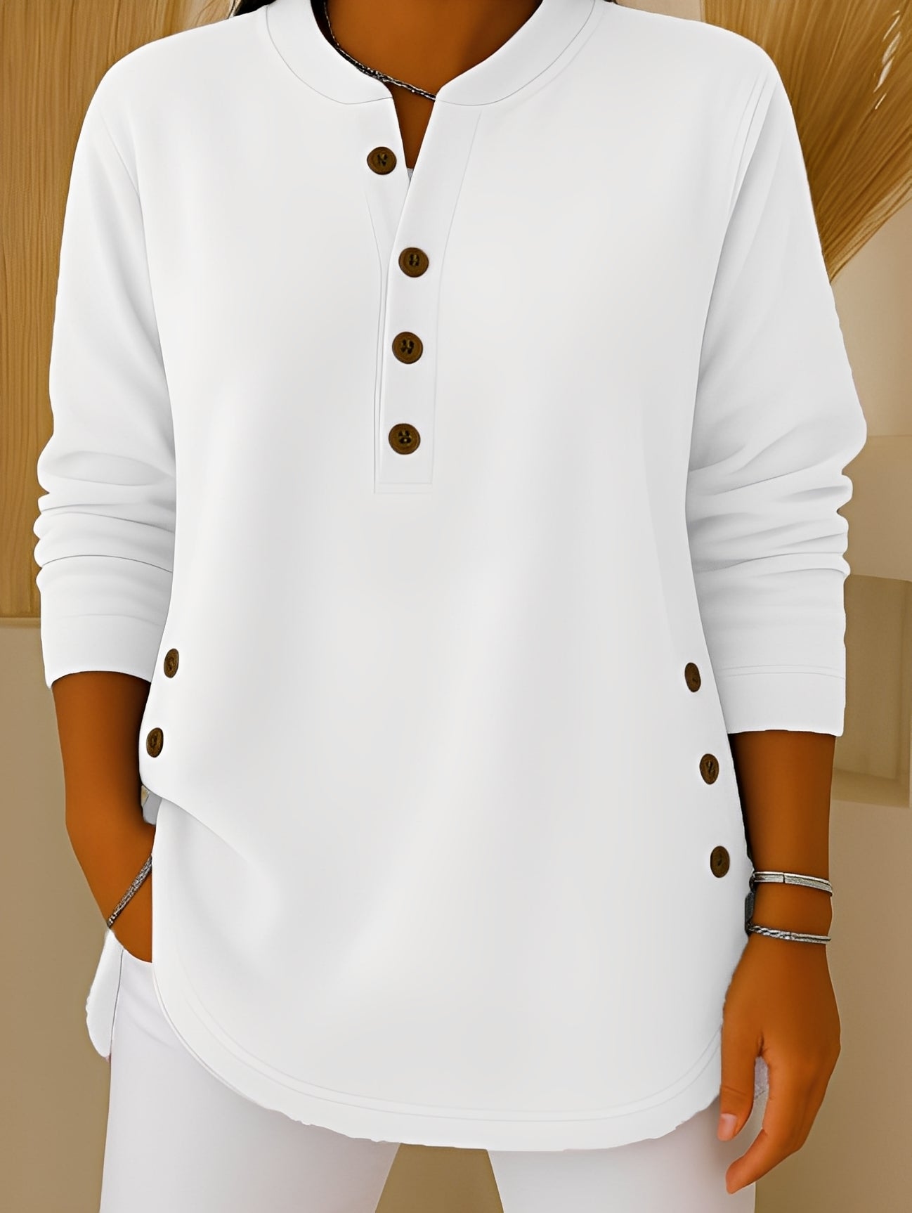 Jocelyn - Pulover lejer tricotat cu nasturi pentru femei