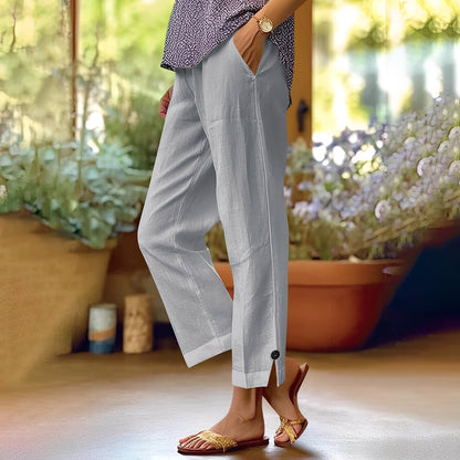 Kassia - Pantaloni de vară lejeri din in pentru femei