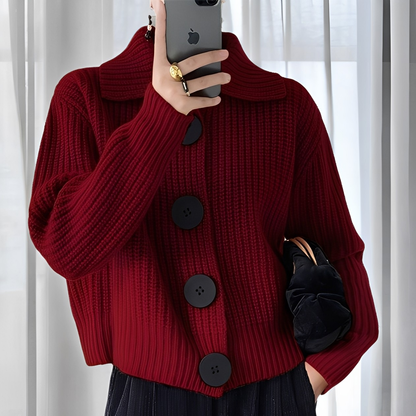 Alannah - Cardigan modern cu nasturi mari pentru femei