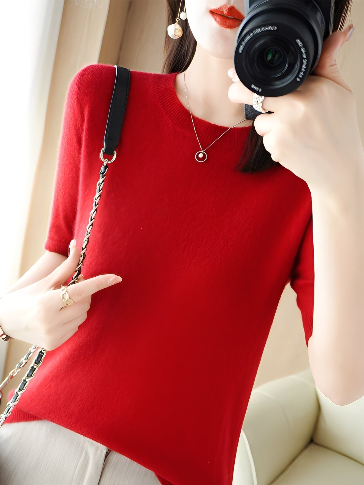 Blandine - Pulover de damă cu mâneci scurte