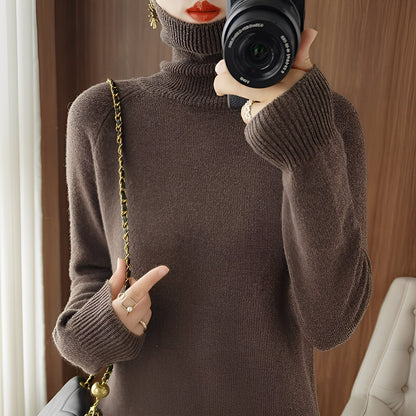 Kaycee - Pulover tricotat la modă cu guler înalt pentru femei