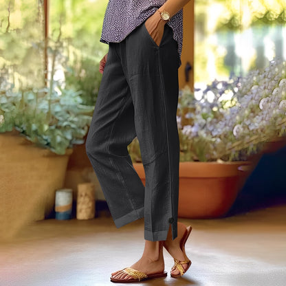 Kassia - Pantaloni de vară lejeri din in pentru femei