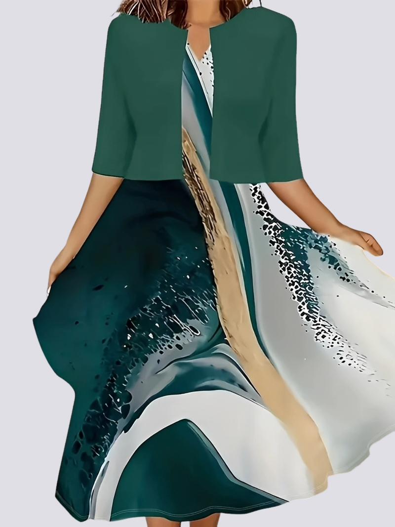 Jessica - Set elegant format din două piese cu rochie lungă pentru doamne