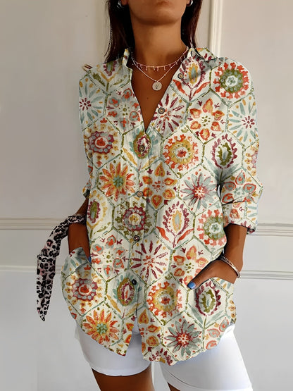 Melissa - Bluză elegantă cu imprimeu floral pentru femei