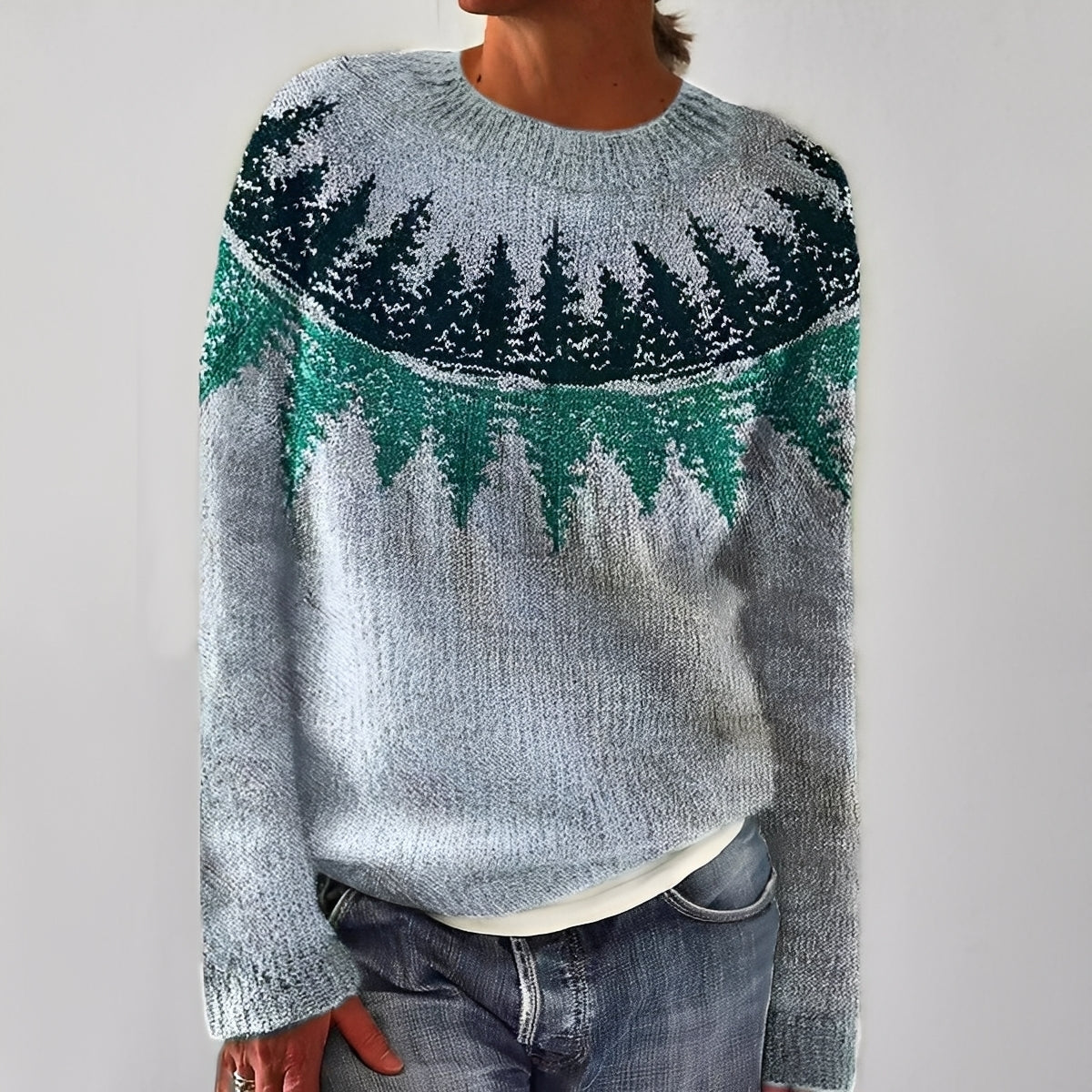 Heather - Pulover simplu tricotat cu model pentru femei