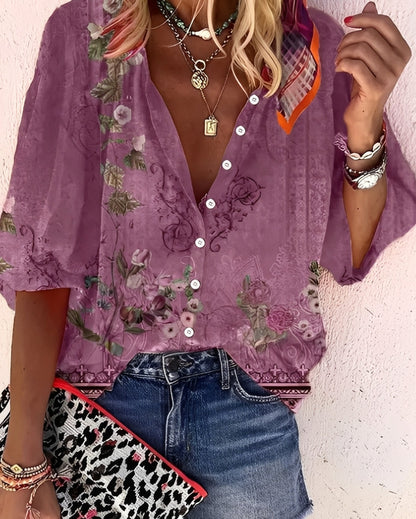 Darcie - Bluză stilată, lejeră cu imprimeu pentru femei