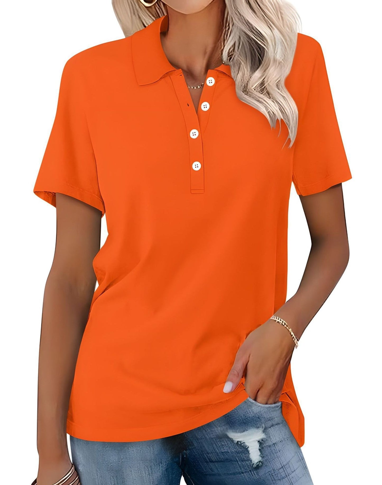 Teresa - Tricou polo casual cu mâneci scurte pentru femei