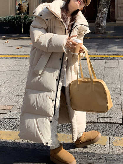 Hazel - Palton lung modern cu glugă pentru femei