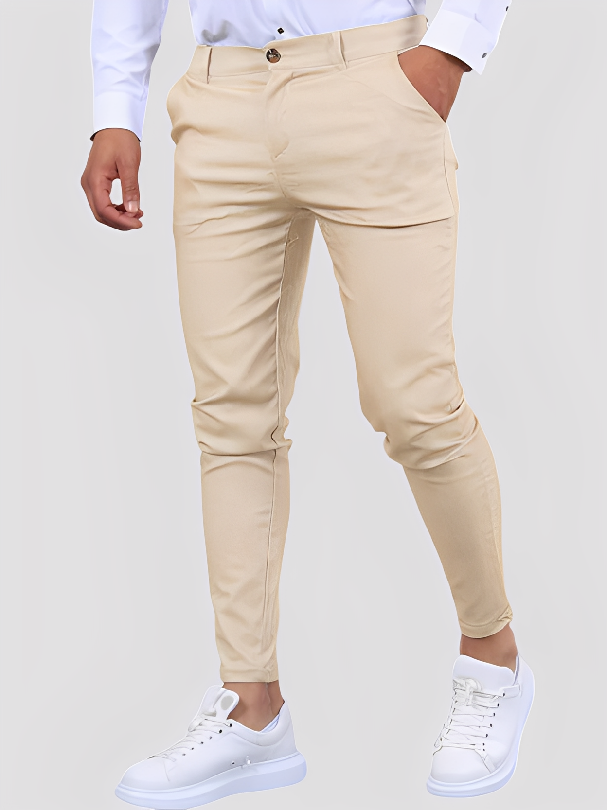 Shelton - Pantaloni casual elastici cu croială strâmtă pentru bărbați