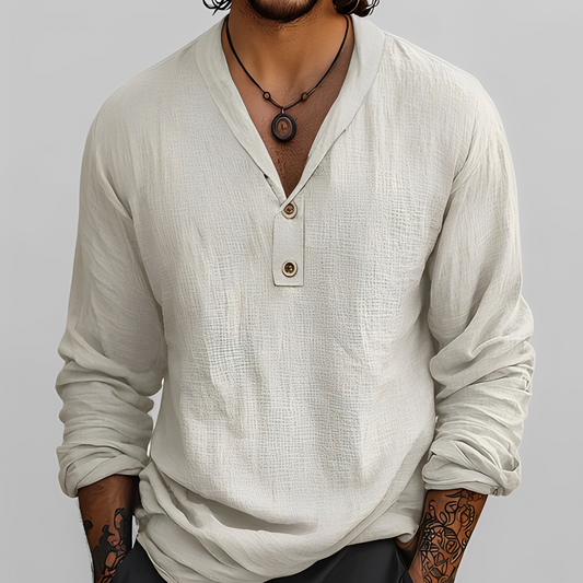 Reymart - Cămașă de vară rafinată cu guler V pentru bărbați