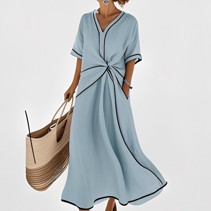 Thérèse – Rochie elegantă cu dungi largă pentru femei