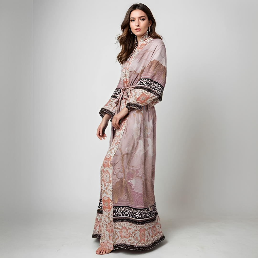 Barbarra - Rochie elegantă și lungă cu model floral pentru femei