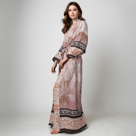 Barbarra - Rochie elegantă și lungă cu model floral pentru femei