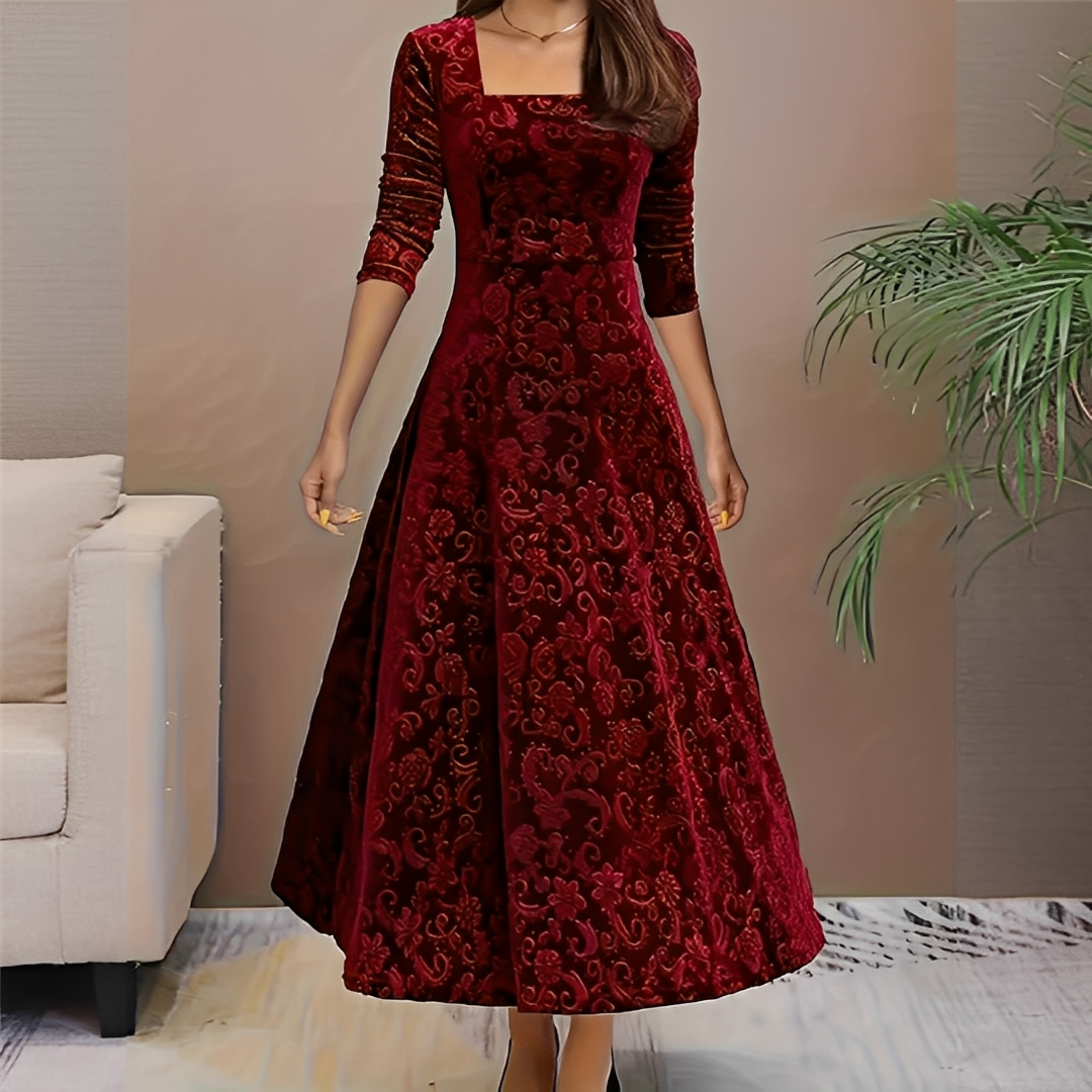 Malvina - Rochie de damă elegantă cu decolteu pătrat