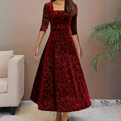 Malvina - Rochie de damă elegantă cu decolteu pătrat