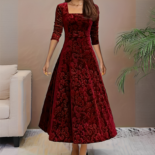 Malvina - Rochie de damă elegantă cu decolteu pătrat