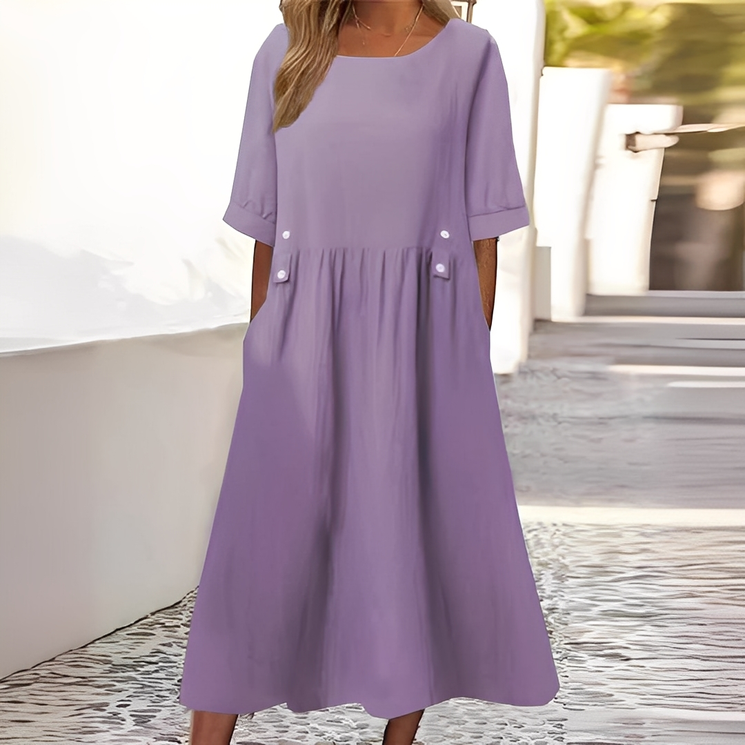 Sylvette - Rochie de bumbac pentru femei cu decolteu rotund