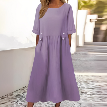 Sylvette - Rochie de bumbac pentru femei cu decolteu rotund