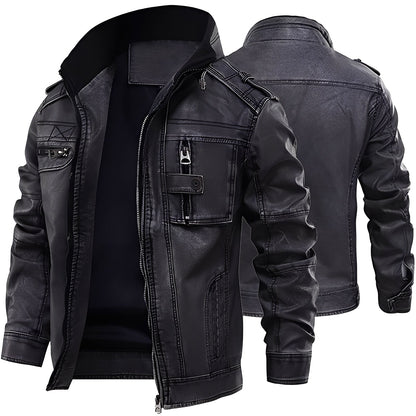 Kevin - Geacă clasică din piele cu buzunare pentru bărbați