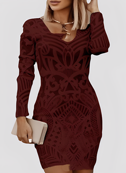 Caitlyn - Rochie sofisticată, cu mâneci lungi, pentru femei, tip slim-fit