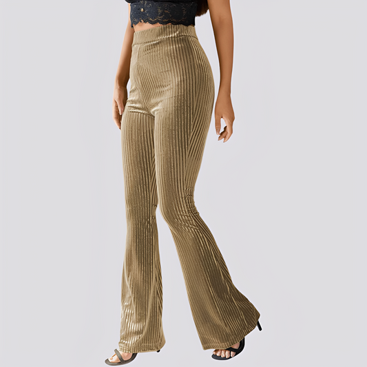 Leona - Pantaloni casual evazați din catifea pentru femei