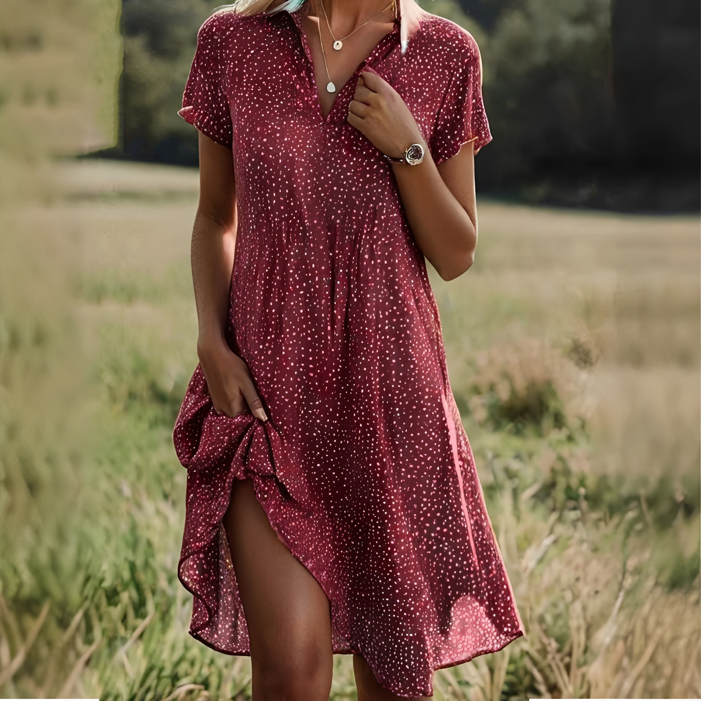 Eloise - Rochie elegantă cu mâneci scurte pentru femei