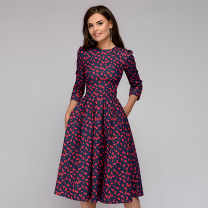 Elisabeth - Rochie elegantă, cu mâneci lungi și design floral pentru femei