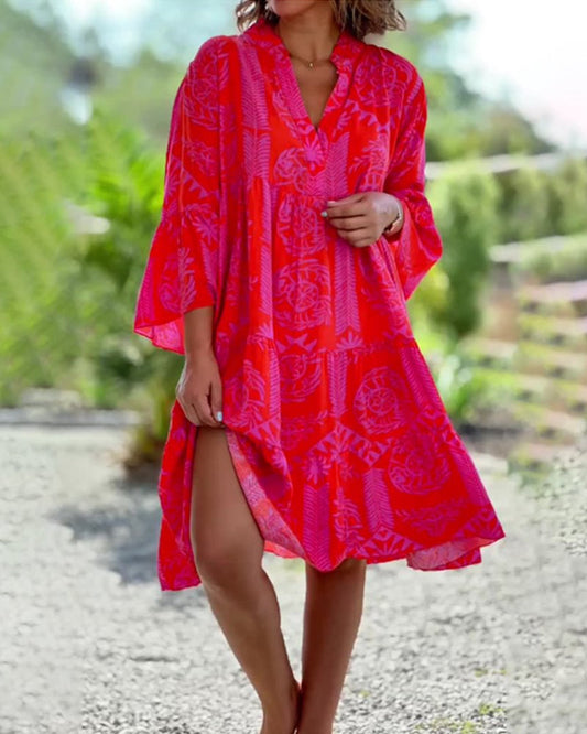 Mia – Rochie cu imprimeu geometric Boho