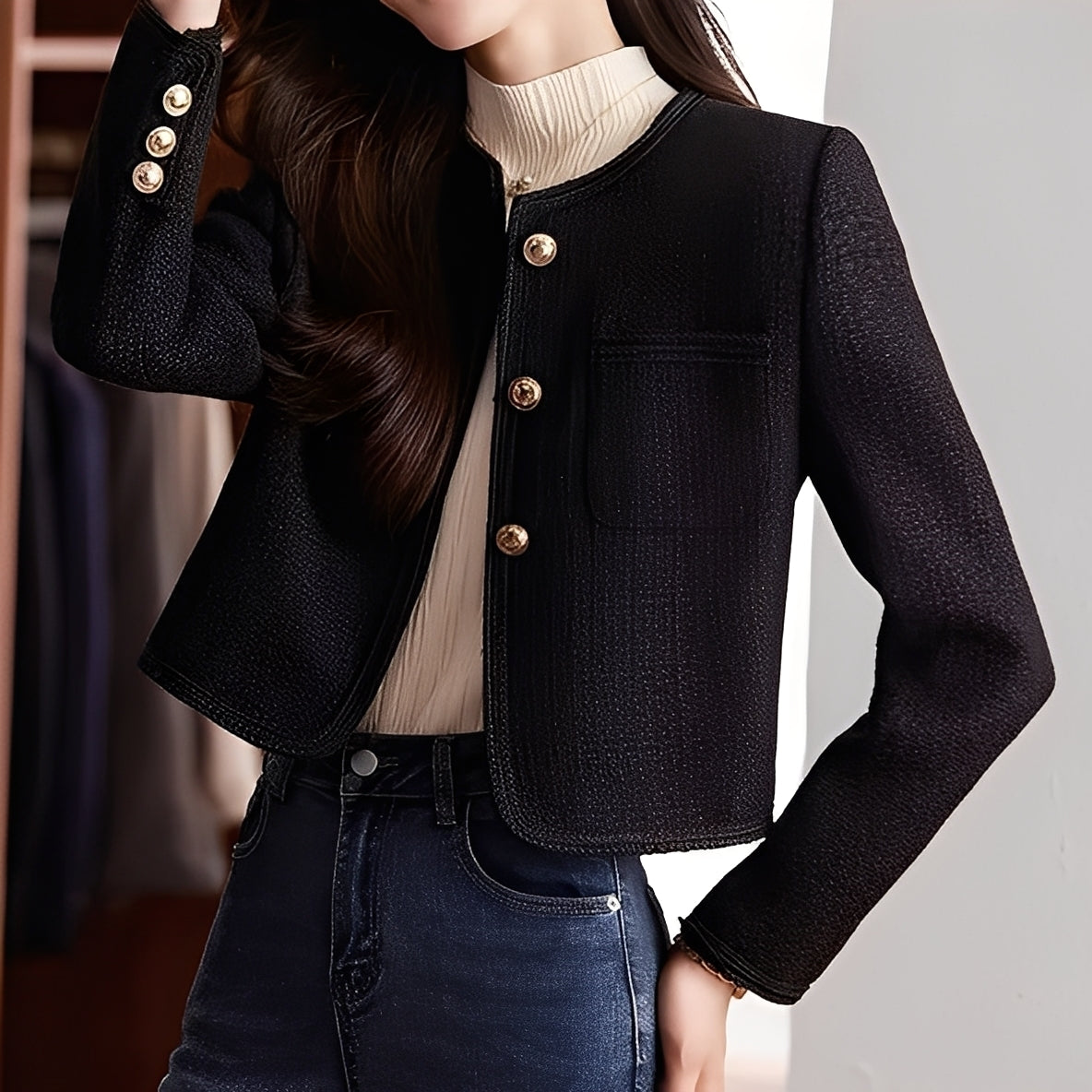 Trecia - Jachetă tweed scurtă și elegantă pentru femei