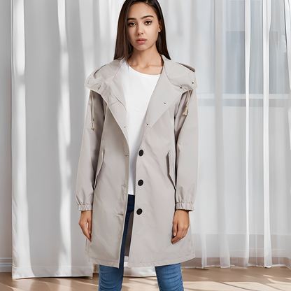Vivyan - Jachetă impermeabilă casual cu glugă pentru doamne