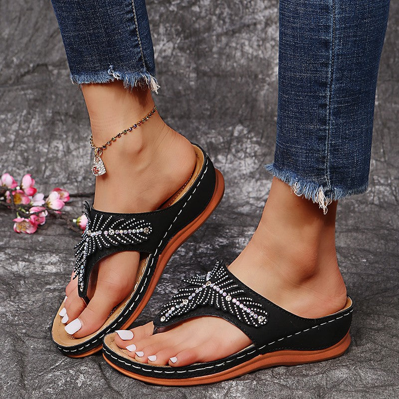 Roxanne - Sandale flip-flop moderne cu strasuri pentru femei