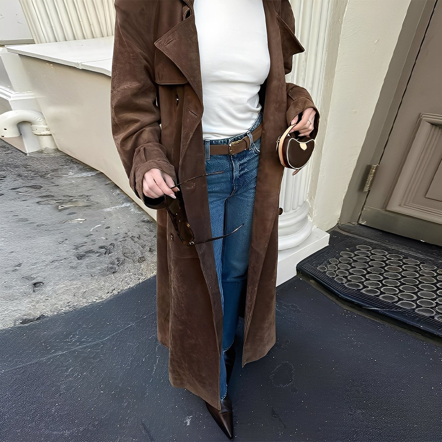 Katrina - Palton lung cu două rânduri de nasturi, stil rafinat pentru femei