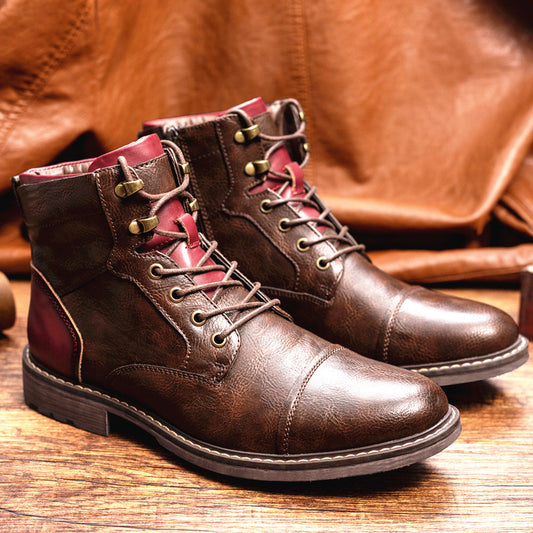 Louis - Ghete retro din piele cu fermoar pentru bărbați