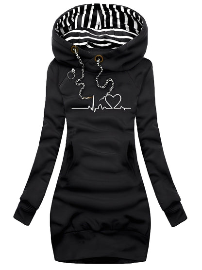 Roxanne - Rochie casual tricotată cu glugă pentru femei