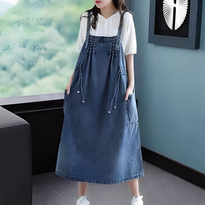 Kelsey - Rochie casual din denim cu buzunare pentru femei